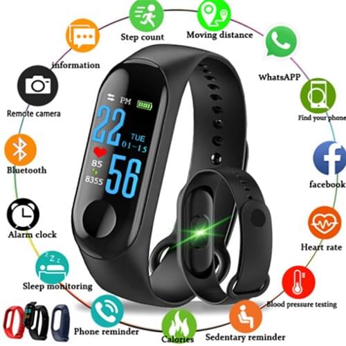 M3 Smart Sports Bracelet Heart Rate Blood Pressure Health Waterproof Smart Watch M3 Bluetooth Watch Wristband Fitness