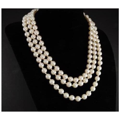 Jacqueline Kennedy First Lady Triple Strand real White Pearl Necklace 17-19"