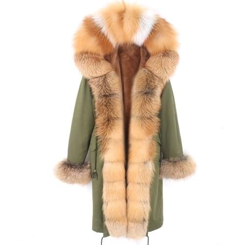 Women X-long waterproof parka Winter jacket faux fur linner Real raccoon fox fur collar hood warm streetwear for ladies 2021 new