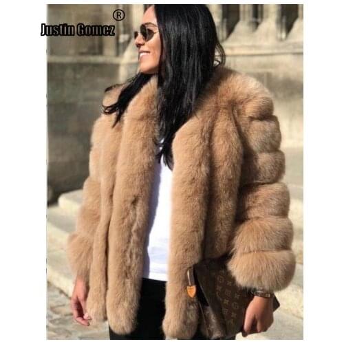 Highest Quality Warm Open Stitch Cozy Manteau Femme Thickened Solid Color Loose Real Fox Fur Coat Hot Promotion Outerwear Coat