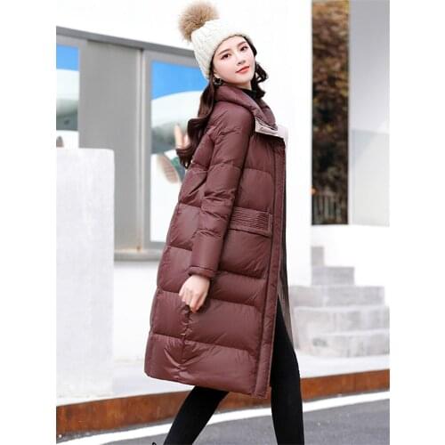 Winter Women Thick Warm Long Down Parkas Casual Female 90% White Duck Down Coat Stand Collar Zipper Snow Outwear 2021
