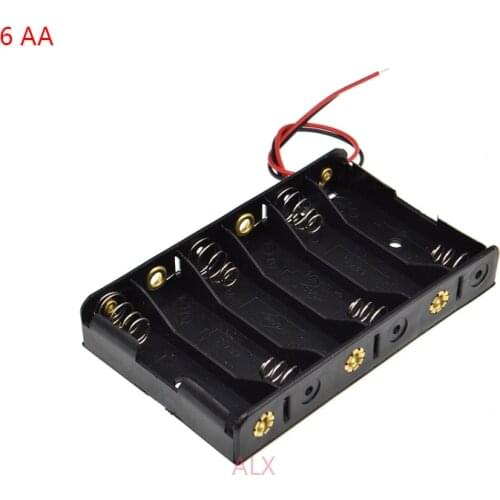 1PCS 6 AA battery holder with wire Leads 6x1.5v 9V 6AA 2A battery case Storage Box diy 6 slot AA Battery Shell 6XAA 6 X AA