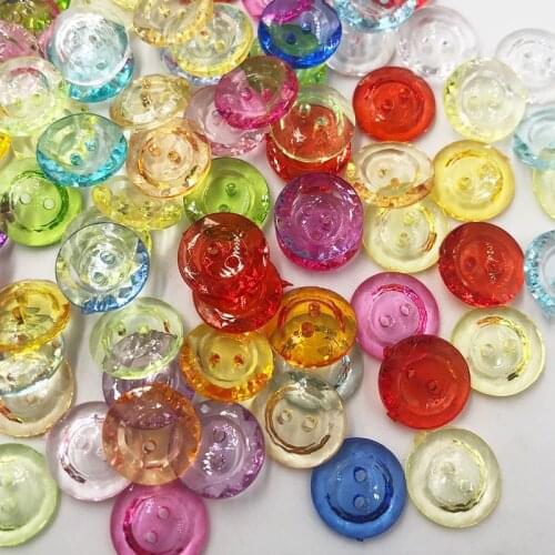 100PCS New Style 2 Hole Transparent Mix Color 13MM Plastic Buttons Apparel Sewing Accessories DIY Scrapbooking PT167