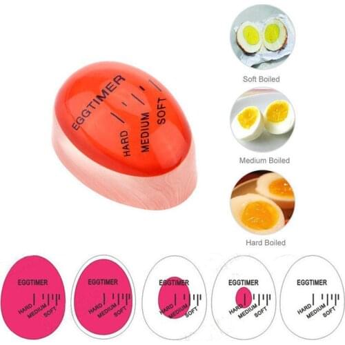 1pcs Egg Perfect Color Changing Timer Yummy Soft Hard Boiled Eggs Cooking Kitchen Eco-Friendly Resin Egg Timer Red timer tools