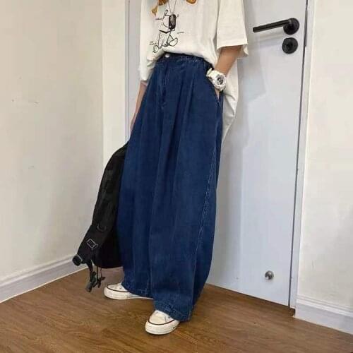 2021 Mens Loose Wide Leg Pants Comfortable Baggy Homme Casual Pants Cargo Pocket Jeans Straight Pants Biker Denim Trousers