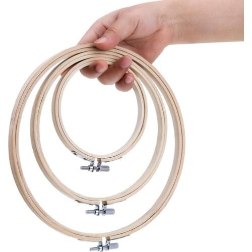 NHBR 3 Pieces Embroidery Hoops Bamboo Circle Cross Stitch Hoop Ring Set for Art Craft Handy Sewing 3 Sizes