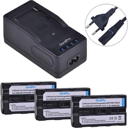 3pc NP-F550 NP-F570 NP F550 F570 Rechargeable Camera Battery + LED Quick Charger for Sony CCD-SC55 CCD-TRV81 DCR-TRV210 MVC-FD81