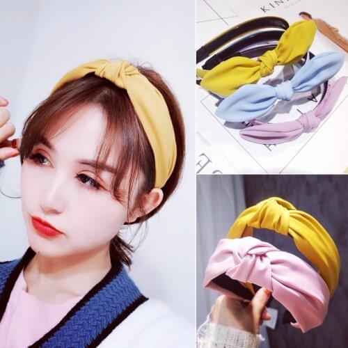 50pcs/lot DIY Simple Multi Fabrics Pure Colore Tie Knot Head Bands Bowknot HeadBands Hair Styling Tools Accessory HA1526