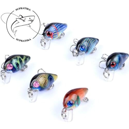 6Pcs/Lot 3cm 1.5g Smart Wobblers Isca Artificial Fishing Baits Lure 3D Eyes Lifelike Crankbait For Sea Fishing Tackle Pesca