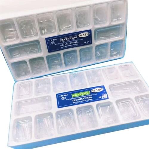 64Pcs Dental Resin Pre-crown Dental Transparent Crown Deciduous Teeth of Adult/Children