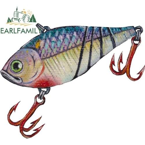EARLFAMILY 13cm x 10.6cm For Fishing Lure Creative Car Sticker Windshield Decal Car Accessories Waterproof Personality Decor