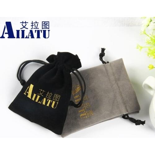 Ailatu Brand Black and Gray Velvet Bags for Necklace Bracelet Earrings Jewelry Packaging