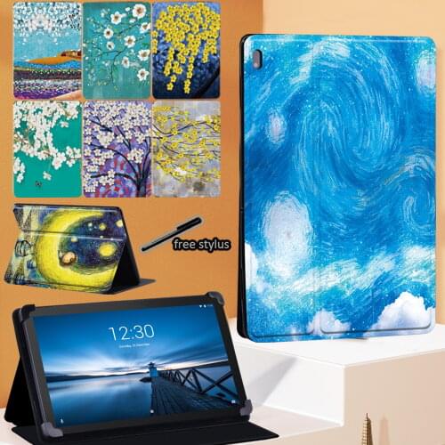 Paint Series Tablet Case for Lenovo Tab E10 10.1 Inch/Lenovo Tab M10 10.1 Inch Ultra Slim Folding Stand Cover + Free Stylus
