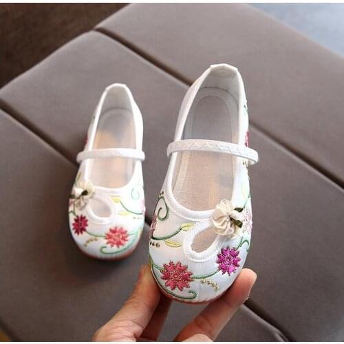 Childrens Hanfu shoes fashion classic Costume embroidered shoes embroidery Costume national Soft bottom non-slip cloth shoes