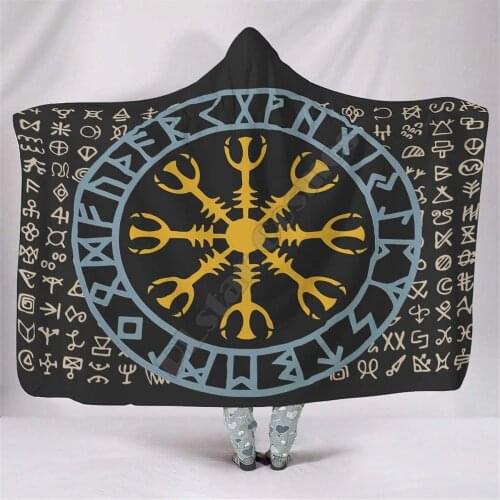 Viking Tattoo Breathable Hooded Blanket 3D Printed Wearable Blanket Adults kids Blanket blanket throw blanket Drop Shipping 02