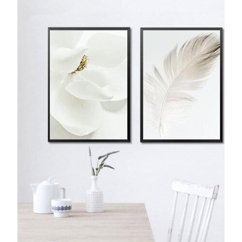 Decorative Painting Modern Style Aesthetic Feather And Text Sofa Background Wall Poster For Living Room Dining Room Decor