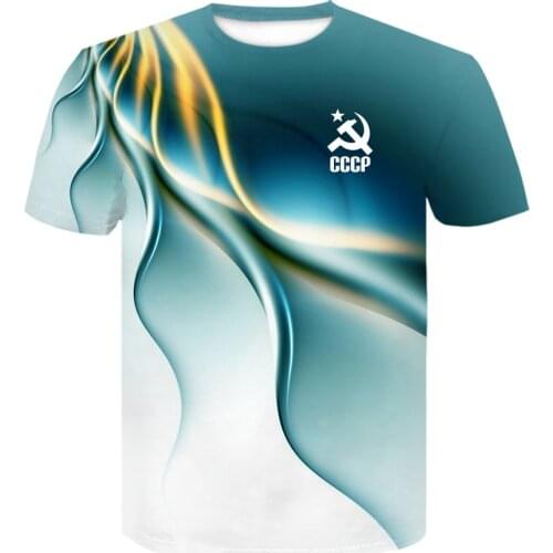 Mens T-Shirt Summer Cccp Russian 3D printing T Shirts Men Ussr Soviet Union Short Sleeve tshirt O-Neck Tops Clothing