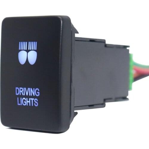 12V Driving Lights Push Button Switch ON-Off 3A Blue Led with Connector Wire Fit Toyota Hilux 2015/Prado 150 Series 2010-2014 Ra