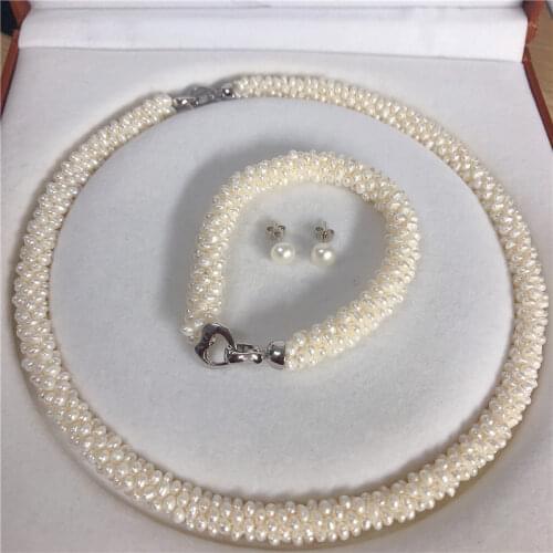 Fashion Real Freshwater Pearl Jewelry Set, Bridal Jewellery Set, Exquisite Bridal Wedding Jewelry Set Accessory for Charm Women