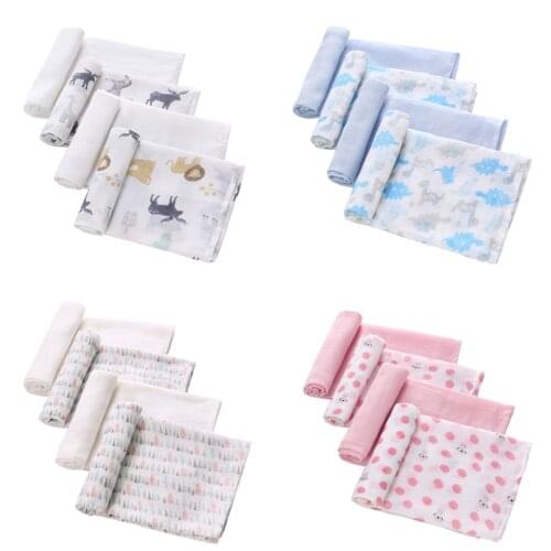 4pcs Muslin Baby Blankets Bamboo Soft Cotton Diapers Newborns Receiving Blanket Swaddle Wrap Infant Burp Cloth Bath Towel Scarf