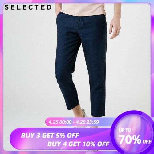 SELECTED Mens Autumn & Winter Linen Tapered Crop Pants S|419214539