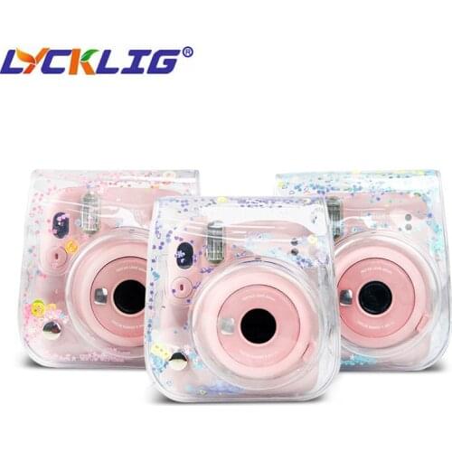 Soft PVC Transparent Camera Case For FujiFilm Instax Mini 11/9/8 Instant Film Cameras, Protective Cover Bag with Shoulder Strap