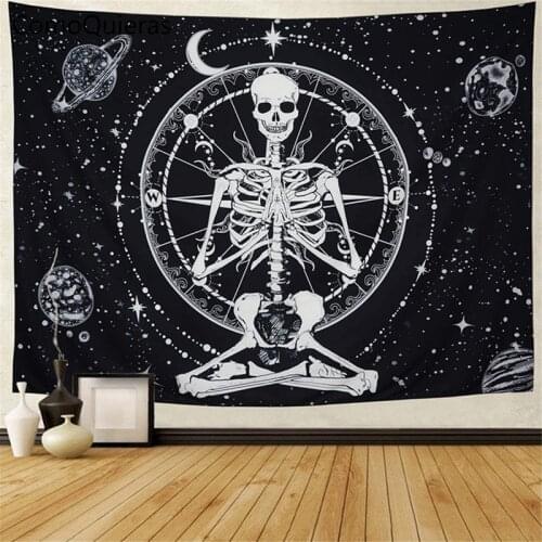 Black Skull Stars Moon Wall Tapestry Mandala Tapestry Home Decoration Tapestry Hippie Decor Art Mural Wall Hanging