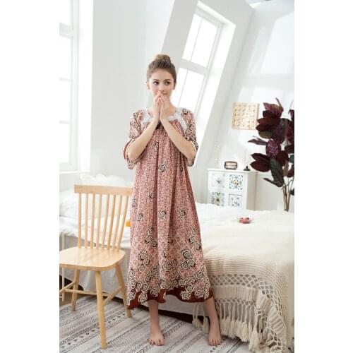 Yomrzl A511 New arrival summer cotton womens nightgown half sleeve nightie princess sweet sleep dress indoor clothes