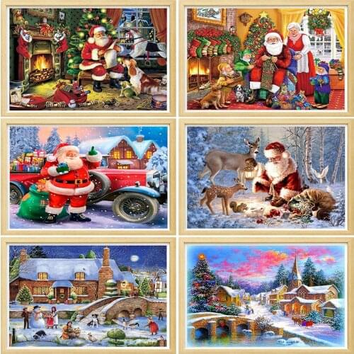 New 5D DIY diamond painting full diamond round rhinestone cross stitch diamond mosaic Christmas Santa embroidery