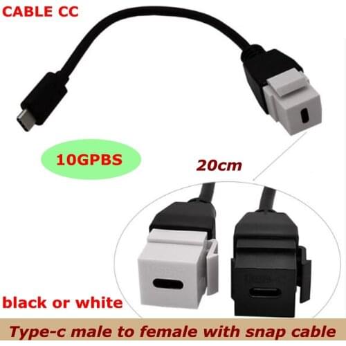 USB 3.1 C-type male to C-type female panel mount plug-in adapter for best quality wall socket panel