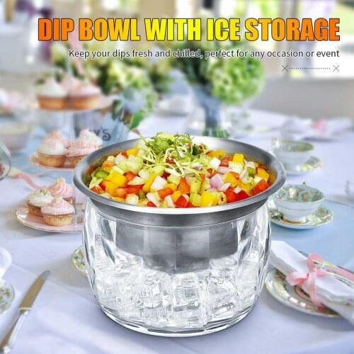 Plastic Stainless Steel Ice Salad Bowl Bucket Dressing Dish Dip Bowl Storage Cooling Icecream Bowls Kitchen Tools