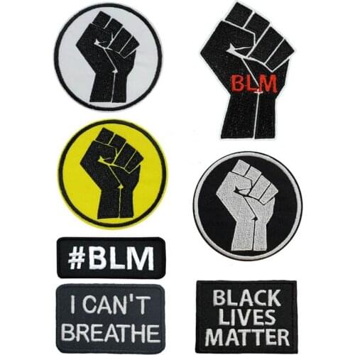 100 PCS Fist For Justice Peace Iron On Patch I Cant Breathe, Black Lives Matter Jacket Backpack Clothing DIY Accessories