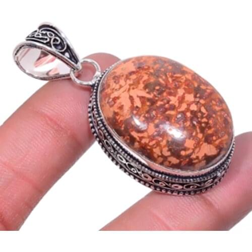 Spider Jaspers Pendant Silver Overlay over Copper, USA Size 50mm , P6475