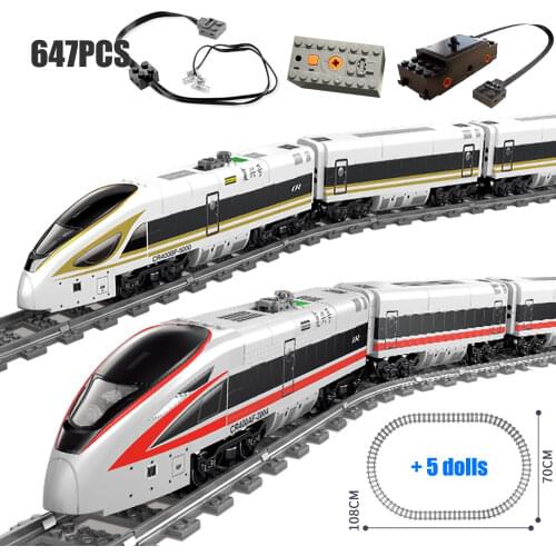 Technic Series Train Electric Powered City Train Set With Track Mini Figures Educational Building Blocks Toys For Children