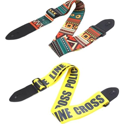 Polyester Guitar Strap Adjustable Belt with PU Leather Ends for Acoustic Folk Electric Guitar Bass Musical Instrument Parts