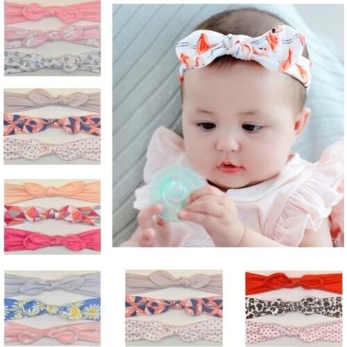 3Pcs Newborn Baby Girls Headbands Sweet Bow Flower Infant Elastic Hair Bands Headwear For Kids Birthday Gift Hair Accessories
