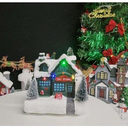 Holiday Time Holly For Sale Christmas Village Houses With RGB LED Light Xmas Decoration for Home Fireplace Decor