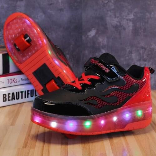 Size 28-39 Roller Skate Shoes for Kids boys girls LED Lighted Wheel Sneakers with Double Wheels Children Glowing Roller Sneakers