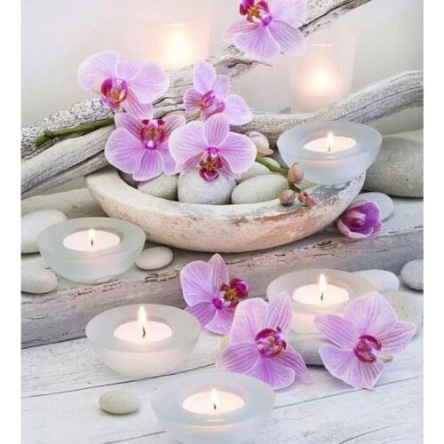 Religion Candles Diamond Mosaic Painting Stones Orchid Flowers Diamand Paint Stones Picture Wall Stickers New Hobby Diamond Dot