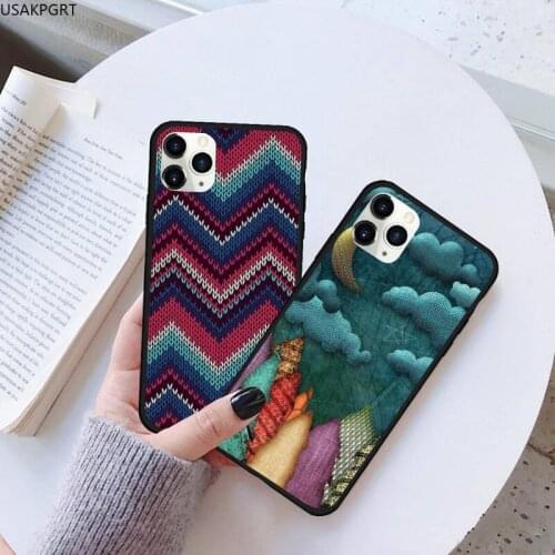 Sewing Knitting Crochet Textile Black Cell Phone Case Rubber for iPhone 11 pro XS MAX 8 7 6 6S Plus X 5S SE 2020 XR case