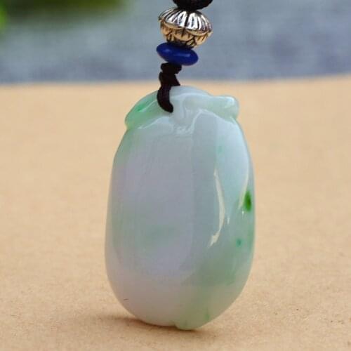 Certificate) Natural Green Jadeite A Grade Pendant Necklace Hand-Carved Blessing Gift for Womens Fashion Jades Stone Jewelry