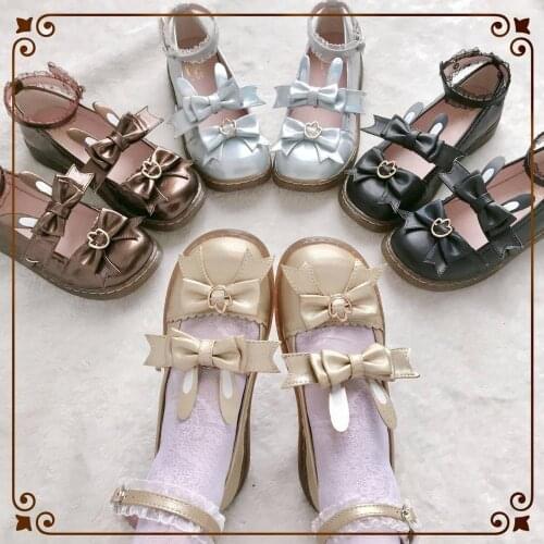 Sweet lolita shoes tea party kawaii princess kawaii shoes vintage lace bowknot round head low heel women shoes loli cosplay cos