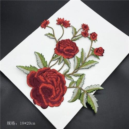 20pcs Iron On Patch For Clothing Peony Flower Embroidery Jacket Patches parches Ethnic Dress Fabric Patchwork Appliqued Badge