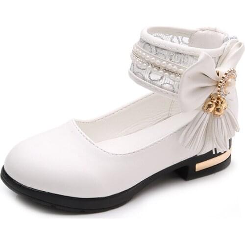 Girls Shoes For Party Wedding Butterfly-Knot Tassel Princess Leather Shoes Big Kids 2019 Shoes 4 5 6 7 8 9 10 11 12 Year Old