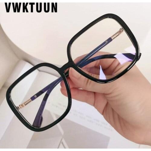 VWKTUUN Anti Blue Ray Big Glasses Frame Women Eye Glasses Frame Vintage Square Glasses Frame Students Plain Glasses Fake Glasses
