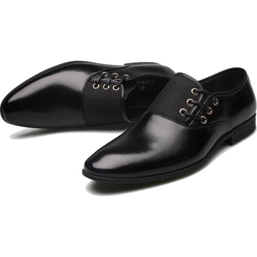 High Quality Men Dress Shoes Men Flats Genuine Leather Men Oxford Shoes, Lace-Up Business Men Shoes