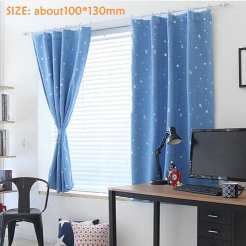 Shiny Stars Blackout Curtains Shading Polyester for Kids Children Bedroom Korean Style Window Voile Tulle Curtains