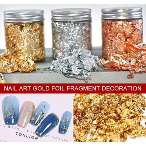 1/3g Imitation Gold Sliver Copper Foil Sequins Glitters Craft Leaf Flake Sheets Bulk Foil Paper For Gilding DIY Nail Art Decor