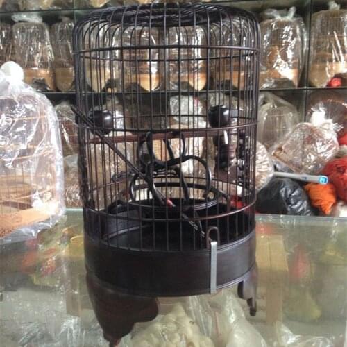 1 set Prince birdcage white-eye golden blue soybean small black and white wooden cage carved engraved birdcage bird utensils