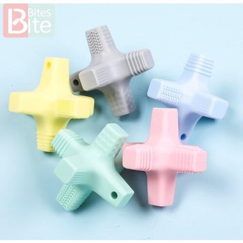 1pc Baby Teether Silicone Cross Food Grade Perle Silicone Bead Rodent Baby Chew Toys Tiny Rod ChildrenS Goods Toys Newborn Gift